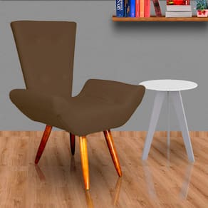 Poltrona Cadeira Sofá Maisa Decorativa Consultório Quarto Sala Suede Marrom - LM DECOR