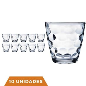 Kit Com 10 Copos de Vidro Transparente 250ML Bangkok Redondo