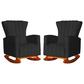 Conjunto 2 Poltronas Estofadas de Balanço Melinda Suede Preto - LM DECOR