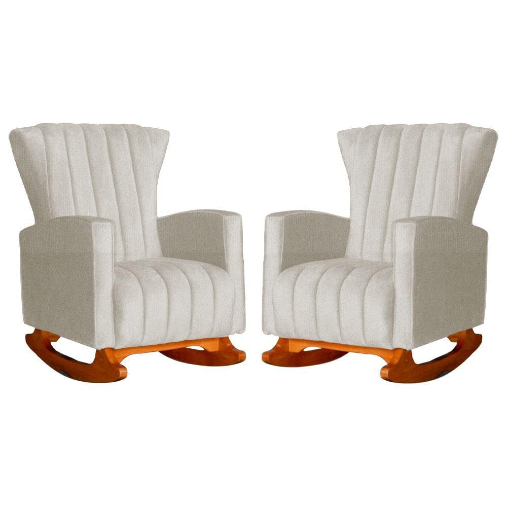 Conjunto 2 Poltronas Estofadas de Balanço Melinda Suede Bege - LM DECOR