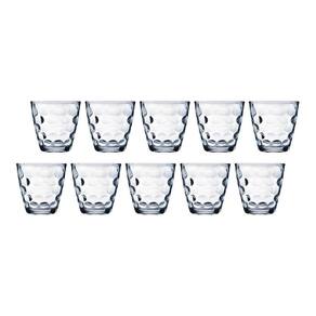 Jogo Transparente Redondo Bangkok 10 Copos 250ML Vidro Suco