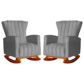 Conjunto 2 Poltronas Estofadas de Balanço Melinda Suede Cinza - LM DECOR