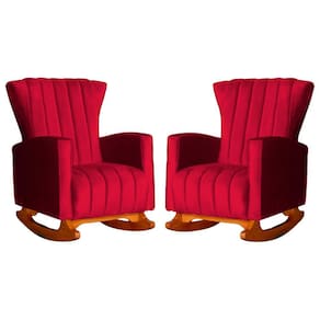 Conjunto 2 Poltronas Estofadas de Balanço Melinda Veludo Vermelho - LM DECOR