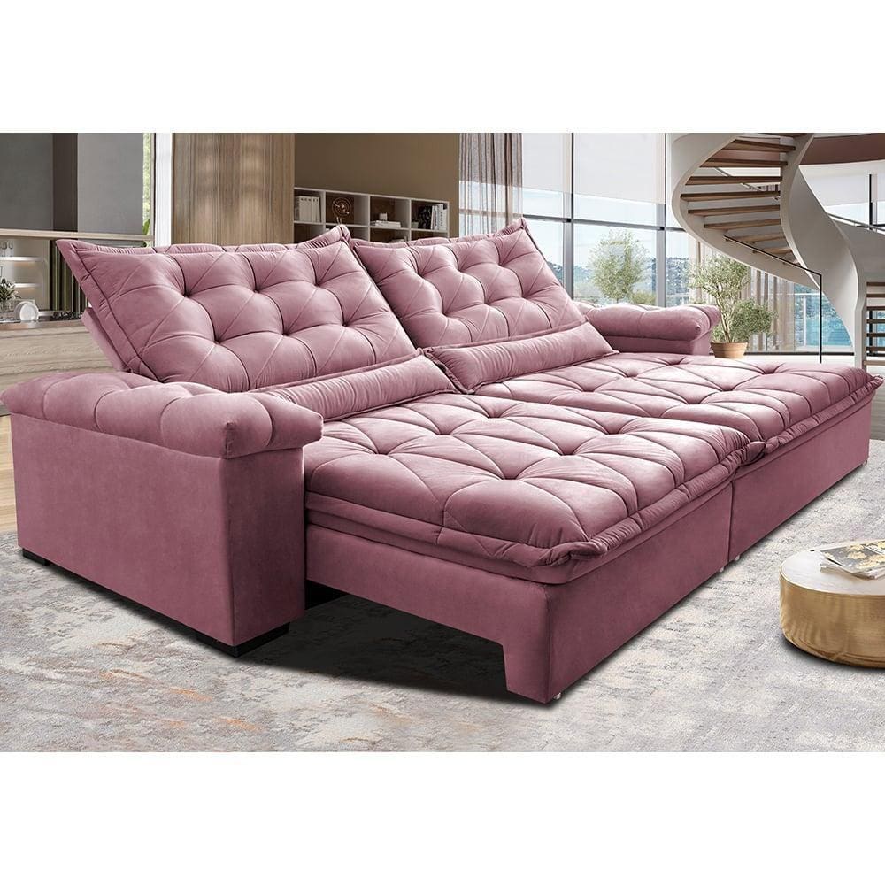 Sofá Retrátil e Reclinável 2,15m Cama inBox Big Fresh. com SoftGel D40 Velupluma