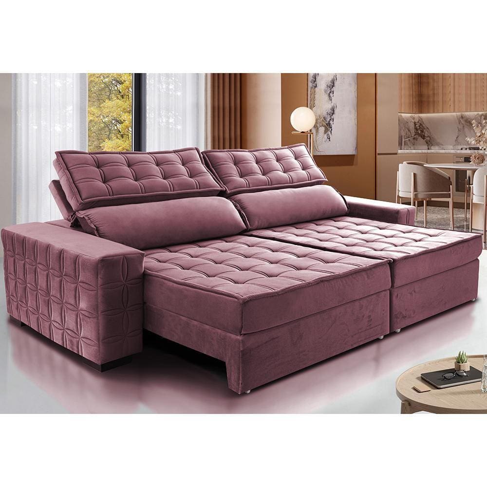 Sofá Retrátil e Reclinável 2,75m Cama inBox Big Star. com SoftGel D40 Velupluma
