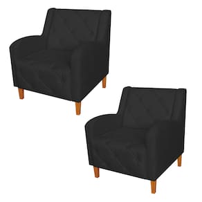 Kit 2 Poltronas Estofadas Para Salão de Beleza Munique Suede Preto - LM DECOR