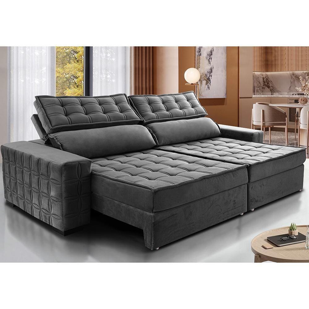 Sofá Retrátil e Reclinável 2,35m Cama inBox Big Star. com SoftGel D40 Velupluma