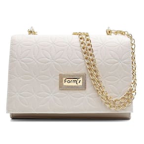 Bolsa Clutch Feminina Com Detalhe Costuras Florais E Alça Dupla De Corrente