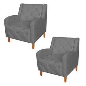Kit 2 Poltronas Estofadas Para Salão de Beleza Munique Suede Cinza - LM DECOR
