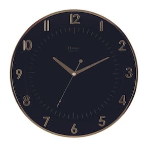 Relógio Parede 35cm Preto Tic-tac Dourado Ouro Herweg 6803
