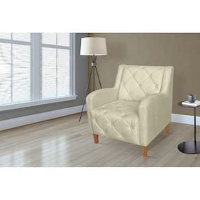 Poltrona Estofada Hall de Entrada Munique Suede Bege - LM DECOR