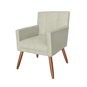 Poltrona Decorativa Estofada Pés Palito Para Escritório Onix Suede Bege - LM DECOR