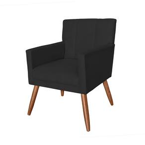 Poltrona Decorativa Estofada Pés Palito Para Escritório Onix Suede Preto - LM DECOR