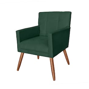 Poltrona Decorativa Estofada Pés Palito Para Escritório Onix Suede Verde - LM DECOR