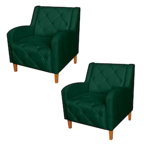 Jogo 2 Poltronas Estofadas Para Recepção Clínica Munique Suede Verde - LM DECOR