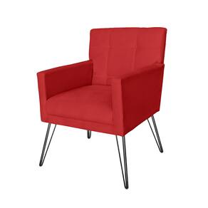 Conjunto 2 Poltronas Estofadas Para Clínica Pés de Ferro Onix Suede Vermelho - LM DECOR