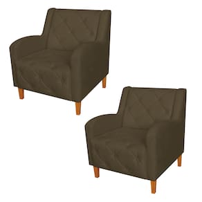 Conjunto 2 Poltronas Estofadas Para Sala De Estar Munique Suede Marrom - LM DECOR