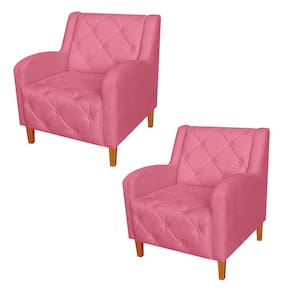 Kit 2 Poltronas Estofadas Para Salão de Beleza Munique Suede Rosa Barbie - LM DECOR