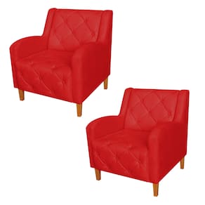 Kit 2 Poltronas Estofadas Para Salão de Beleza Munique Suede Vermelho - LM DECOR