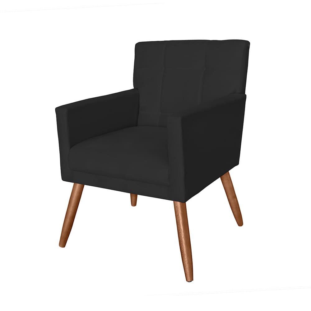 Poltrona Cadeira Decorativa Estofada Para Salão de Beleza Onix Corano Preto - LM DECOR