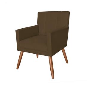 Poltrona Cadeira Decorativa Estofada Para Recepção Onix Suede Marrom - LM DECOR