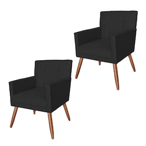 Kit 2 Poltronas Estofadas Para Salão de Beleza Onix Corano Preto - LM DECOR