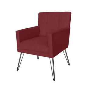 Poltrona Estofada Para Sala Comercial Pés de Ferro Onix Suede Vermelho Bordo - LM DECOR