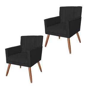 Kit 2 Poltronas Estofadas Para Salão de Beleza Onix Suede Preto - LM DECOR