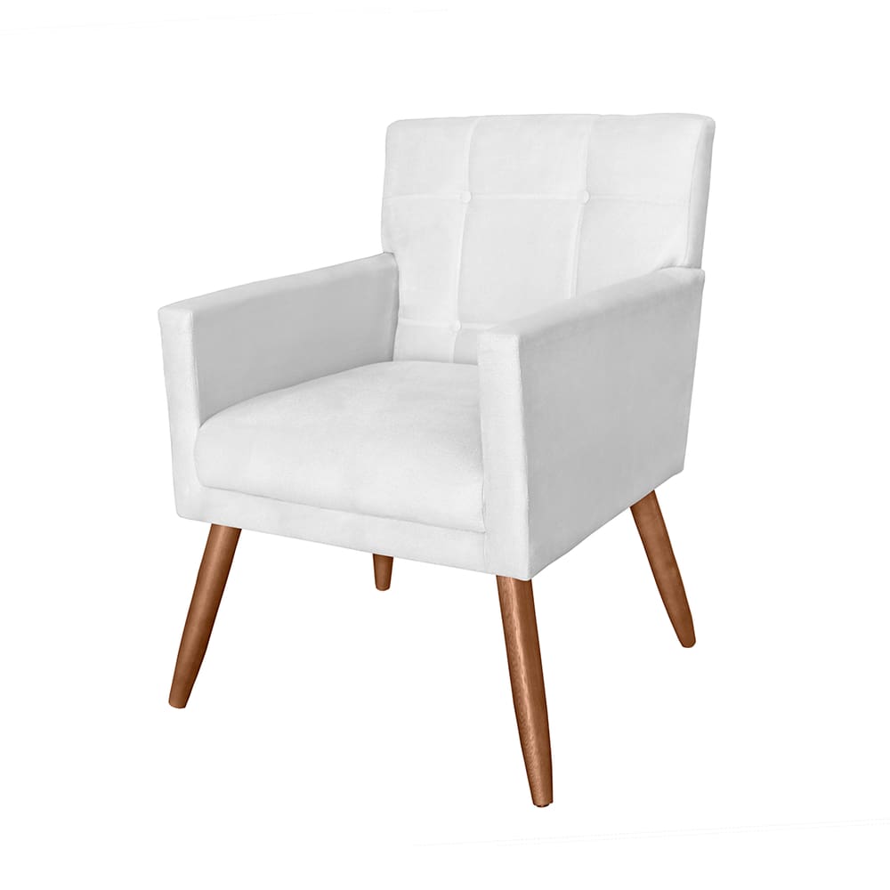 Poltrona Decorativa Estofada Pés Palito Para Escritório Onix Suede Branco - LM DECOR