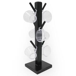 Kit Suporte 6 Xicaras Acrílico Cristal Café Espaço Cantinho