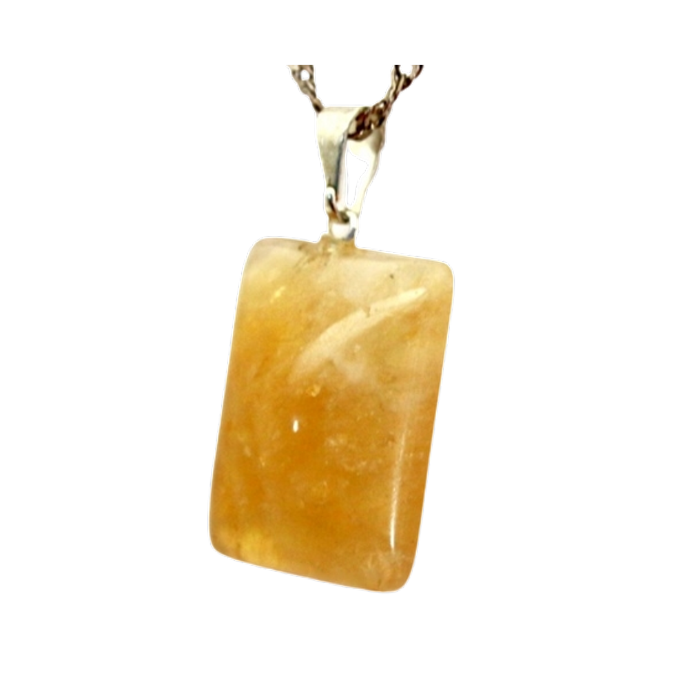 Colar Retangular Liso Citrino Pino em Prateado