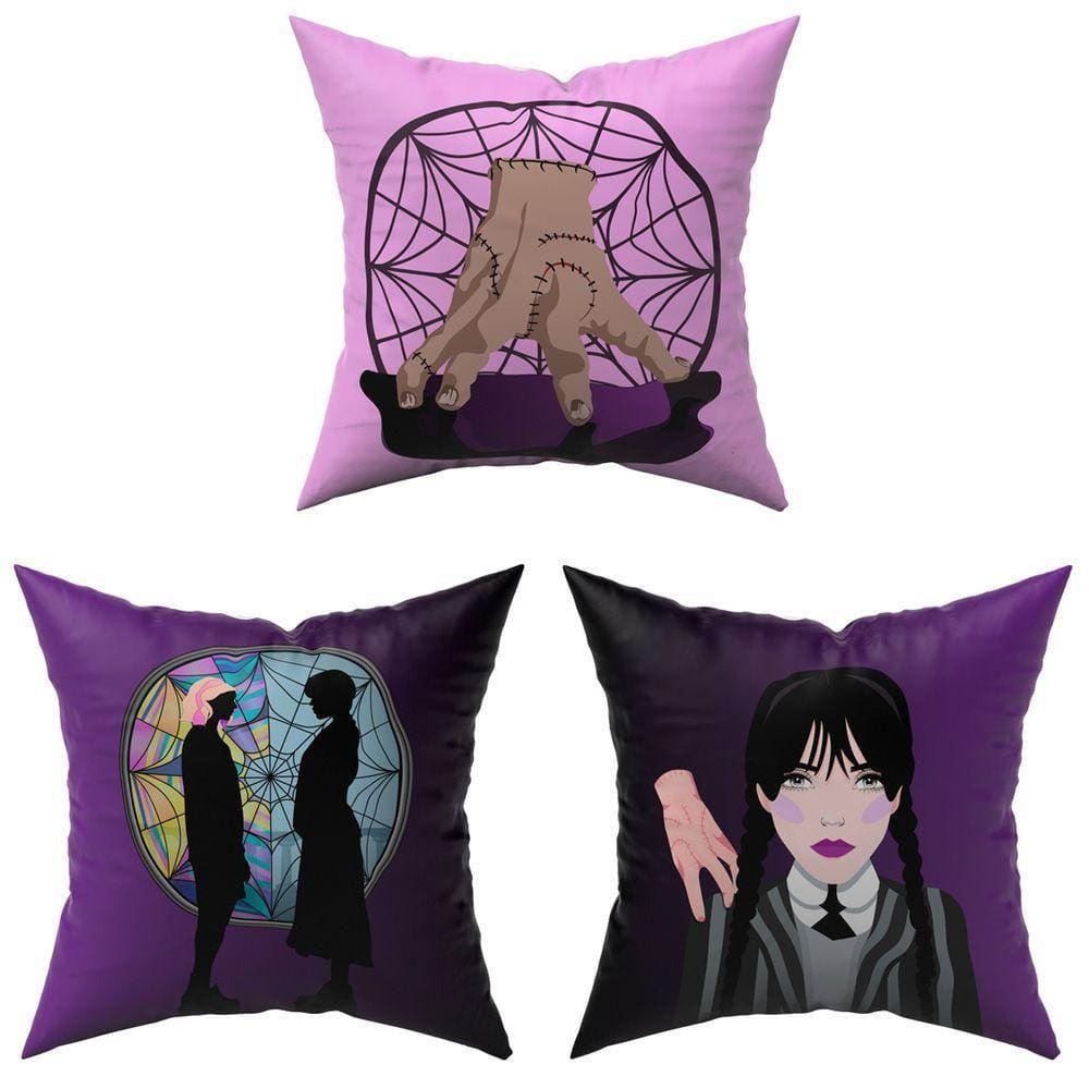 Kit Trio Capas De Almofadas Wandinha 45Cm X 45Cm 03pçs - Com Viés