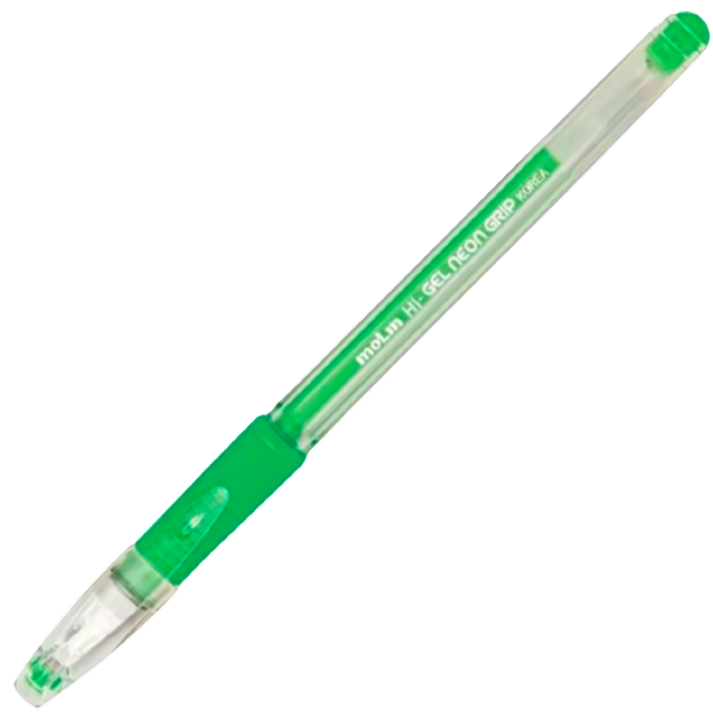 Caneta Gel Grip Neon Verde ponta fina 0.7 mm Marca Molin