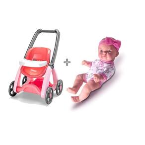 Carrinho De Boneca Bebe Reborn Luxo Milan Grande + Brinde