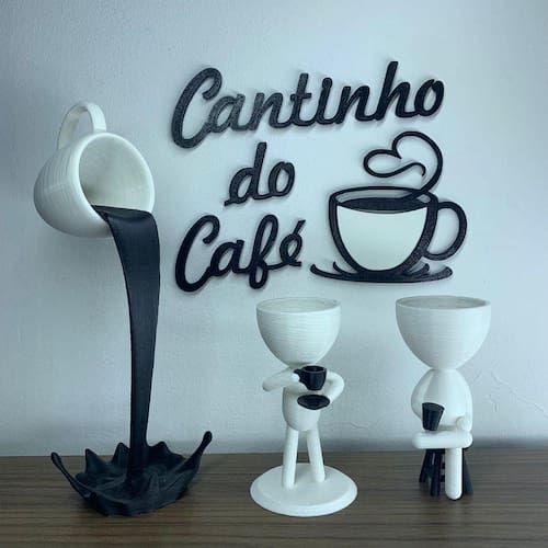 Kit Decorativo Cantinho do Café - Robert Plant Xícara Flutuante e Letreiro - Branco