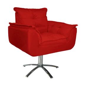 Kit 2 Poltronas Decorativa Clínica Com Base Giratória de Metal Opala Suede Vermelho - LM DECOR