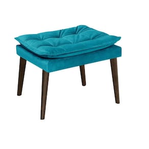 Puff Banqueta Decorativa Para Sala E Quarto Opala Suede Azul -LM DECOR