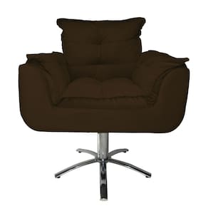 Jogo 2 Poltronas Estofada Consultório Base Giratória de Metal Opala Suede Marrom - LM DECOR