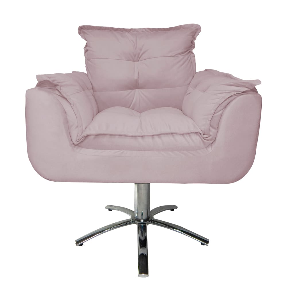 Jogo 2 Poltronas Estofada Consultório Base Giratória de Metal Opala Suede Rose - LM DECOR