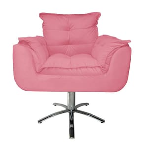 Jogo 2 Poltronas Estofada Consultório Base Giratória de Metal Opala Suede Rosa Barbie - LM DECOR