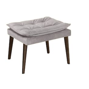 Puff Banqueta Decorativa Para Sala E Quarto Opala Suede Cinza -LM DECOR