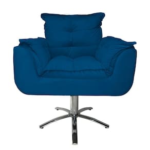 Jogo 2 Poltronas Estofada Consultório Base Giratória de Metal Opala Suede Azul Royal - LM DECOR