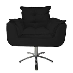 Conjunto 2 Poltronas Para Recepção Com Base Giratória de Metal Opala Suede Preto - LM DECOR
