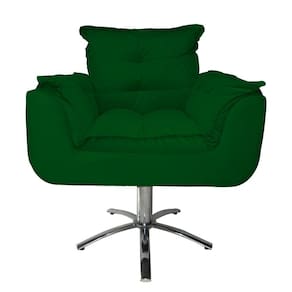 Jogo 2 Poltronas Estofada Consultório Base Giratória de Metal Opala Suede Verde - LM DECOR