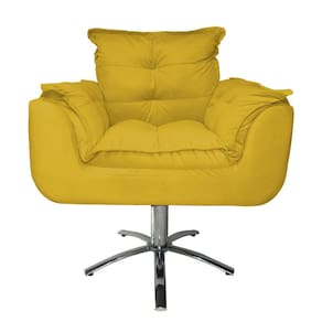 Jogo 2 Poltronas Estofada Consultório Base Giratória de Metal Opala Suede Mostarda - LM DECOR