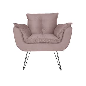 Poltrona Decorativa Para Recepção Com Pés de Ferro Opala Suede Rose - LM DECOR