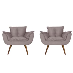 Combo 2 Poltronas Decorativa Estofada Para Sala Comercial Opala Suede Rose - LM DECOR