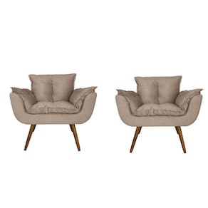 Combo 2 Poltronas Decorativa Estofada Para Sala Comercial Opala Suede Bege - LM DECOR