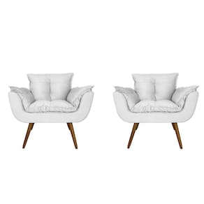 Kit 02 Poltronas Decorativa Sala E Recepção Opala Corano Branco - LM DECOR