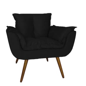 Poltrona Decorativa Estofada Para Consultório Opala Suede Preto - LM DECOR